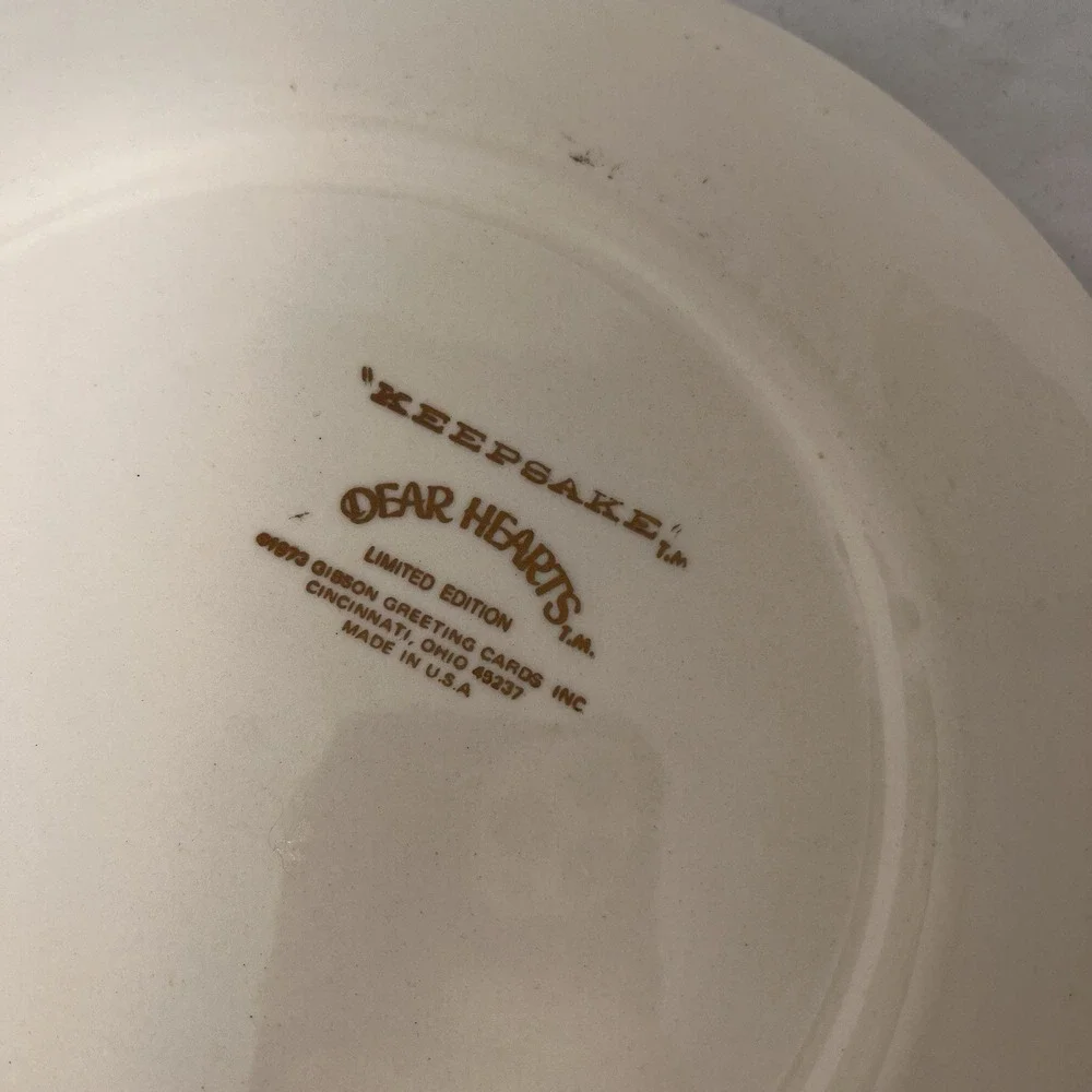 Vintage 1978 Hallmark Keepsake Dear Hearts Plate Happiness Quote Girl Cat